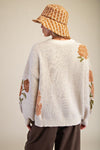 Whispered Petals Oatmeal Floral Pattern Sweater