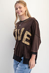 Fierce Love Patch Black Washed Terry Top