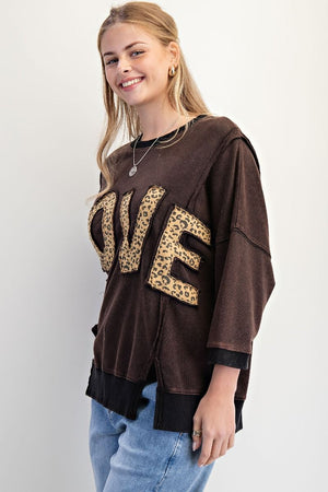 Fierce Love Patch Black Washed Terry Top