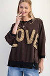 Fierce Love Patch Black Washed Terry Top
