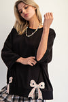 Bow & Beyond Black Washed Terry Pullover