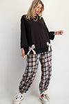 Bow & Beyond Black Washed Terry Pullover