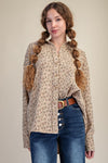 Meadow Mist Floral Print Khaki Washed Gauze Top