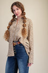 Meadow Mist Floral Print Khaki Washed Gauze Top