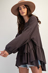 Ashbourne Layered Ruffle Mocha Tunic Top