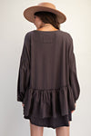Ashbourne Layered Ruffle Mocha Tunic Top