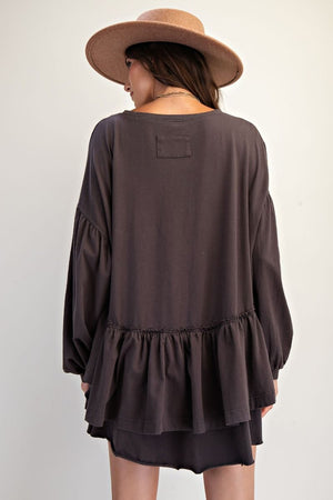 Ashbourne Layered Ruffle Mocha Tunic Top
