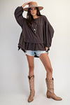 Ashbourne Layered Ruffle Mocha Tunic Top