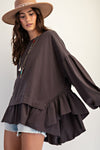 Ashbourne Layered Ruffle Mocha Tunic Top