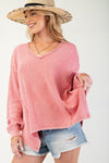 Can't Be Undone Tomato Thermal Washed Knit Top