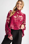 Poetic Petals Rayon Gauze Mock Neck Top