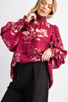 Poetic Petals Rayon Gauze Mock Neck Top