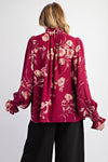 Poetic Petals Rayon Gauze Mock Neck Top
