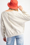 Starry Ease Ecru Washed Terry Knit Pullover Top