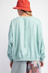 Starry Ease Sage Washed Terry Knit Pullover Top
