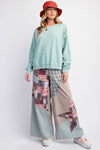 Starry Ease Sage Washed Terry Knit Pullover Top