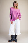 Starry Ease Orchid Washed Terry Knit Pullover Top