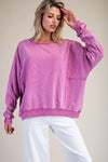 Starry Ease Orchid Washed Terry Knit Pullover Top