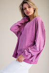 Starry Ease Orchid Washed Terry Knit Pullover Top