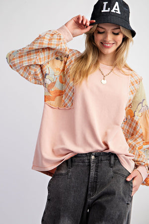 Mix It Up Mix Print Terry Knit Top