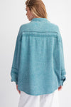 Driftwood Faded Teal Washed Cotton Gauze Top