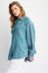 Driftwood Faded Teal Washed Cotton Gauze Top
