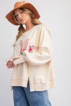 Love Is All You Need Cream Washed Terry Knit Pullover