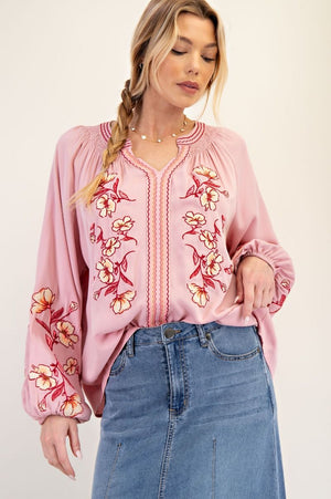 Wildflower Song Dusty Rose Top
