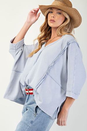 Feeling Determined Mineral Washed & Oversized Knit Top
