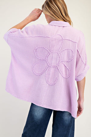 Botanic Blossom Flower Patch Mineral Washed Cotton Gauze Top