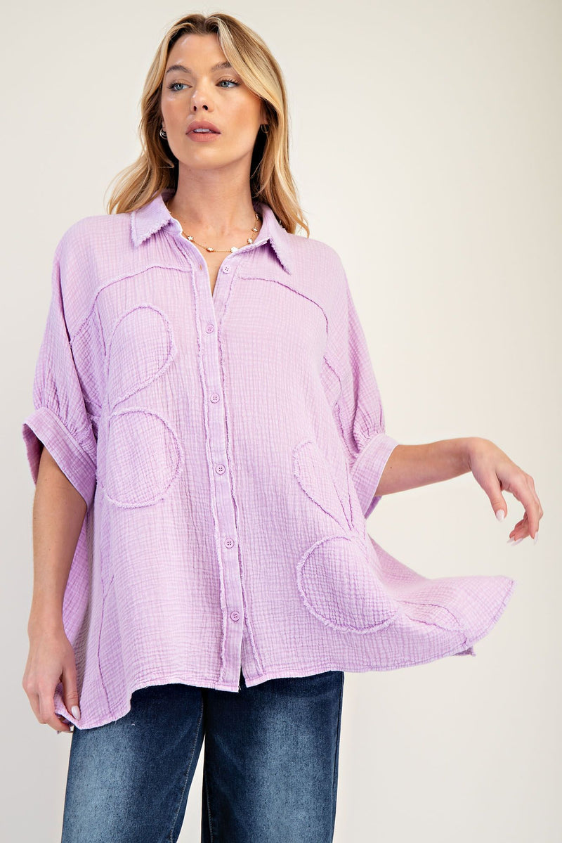 Botanic Blossom Flower Patch Mineral Washed Cotton Gauze Top