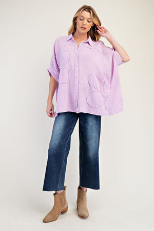 Botanic Blossom Flower Patch Mineral Washed Cotton Gauze Top
