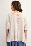 The Missing Piece Khaki Textured Rib Knit Mineral Washed Top