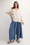 The Missing Piece Khaki Textured Rib Knit Mineral Washed Top
