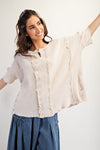 The Missing Piece Khaki Textured Rib Knit Mineral Washed Top