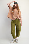 The Missing Piece Mocha Textured Rib Knit Mineral Washed Top