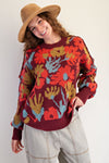 Painted Petals Floral Pullover Sweater