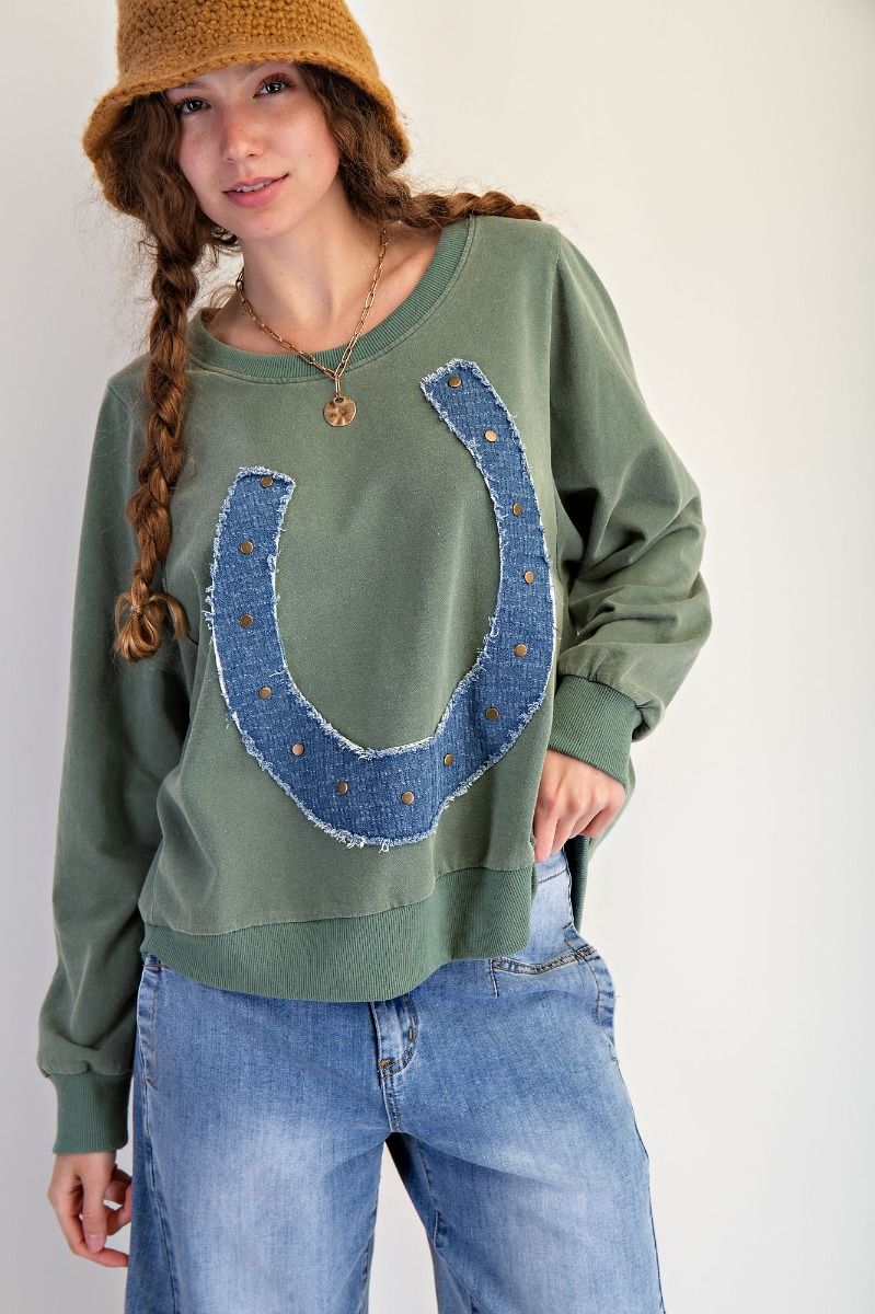 Lucky Denim Horseshoe Patch Terry Pullover
