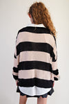 Varsity Mood Black & Natural Rugby Striped Sweater