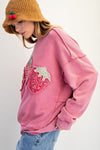 Berry Sweet Fruit Patch Mauve Washed Terry Pullover