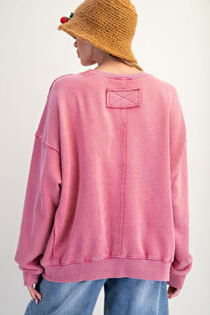 Berry Sweet Fruit Patch Mauve Washed Terry Pullover
