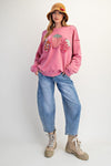 Berry Sweet Fruit Patch Mauve Washed Terry Pullover