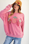 Berry Sweet Fruit Patch Mauve Washed Terry Pullover