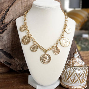 Boho Coin Charms Statement Necklace