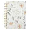 All Things For Good Romans 8:28 White Floral Wirebound Journal