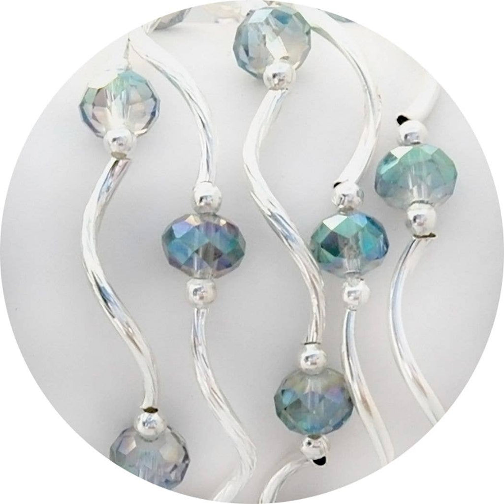 Deep Sea AB Color Story Gemstones + Crystals Beaded Stretch Bracelet