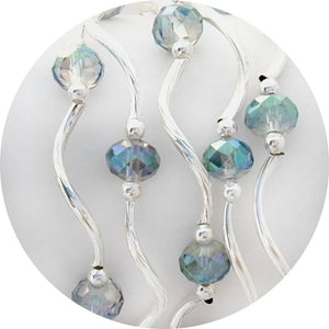 Deep Sea AB Color Story Gemstones + Crystals Beaded Stretch Bracelet