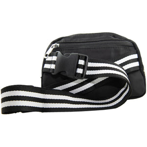 Katydid Black Belt Bag With Striped Strap