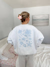Sunkissed Coconut Pearl Grey Tropical Embroidered Sweatshirt