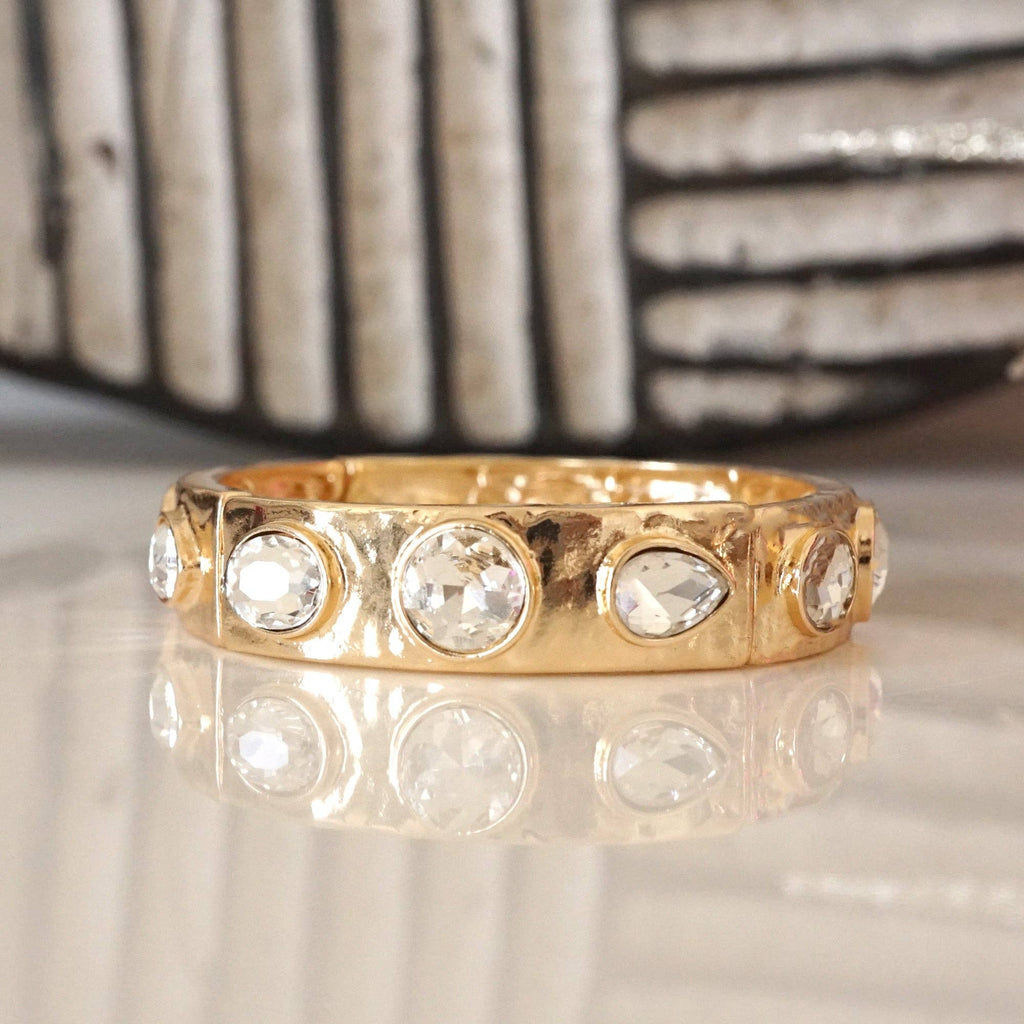 Delphine Clear Sparkly Crystal Stretch Bangle